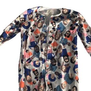 Size small unisex onesie featuring famous Canadians